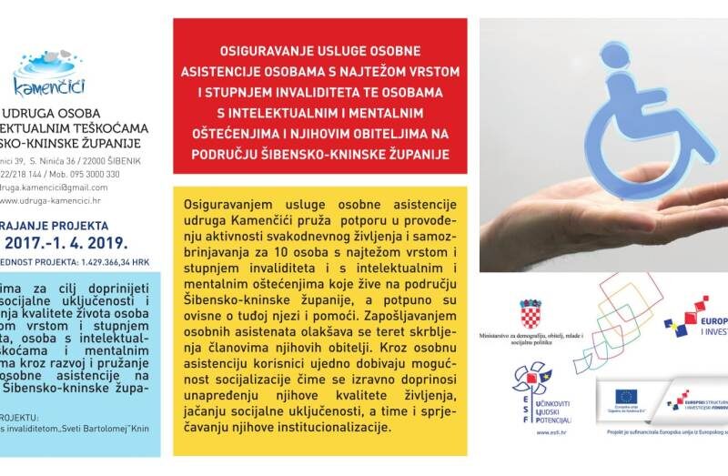 Osiguravanje usluge osobne asistencije 1.04.2017-1.04.2019. - Udruga Kamenčići