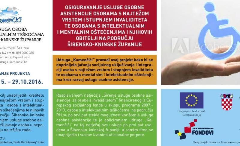 Osiguravanje usluge osobne asistencije osobama s invaliditetom - Udruga Kamenčići